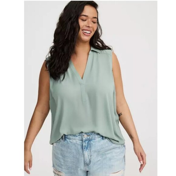 Torrid Harper Georgette Pullover Sleeveless Blouse Light Green Women's Size 4X - Picture 1 of 9